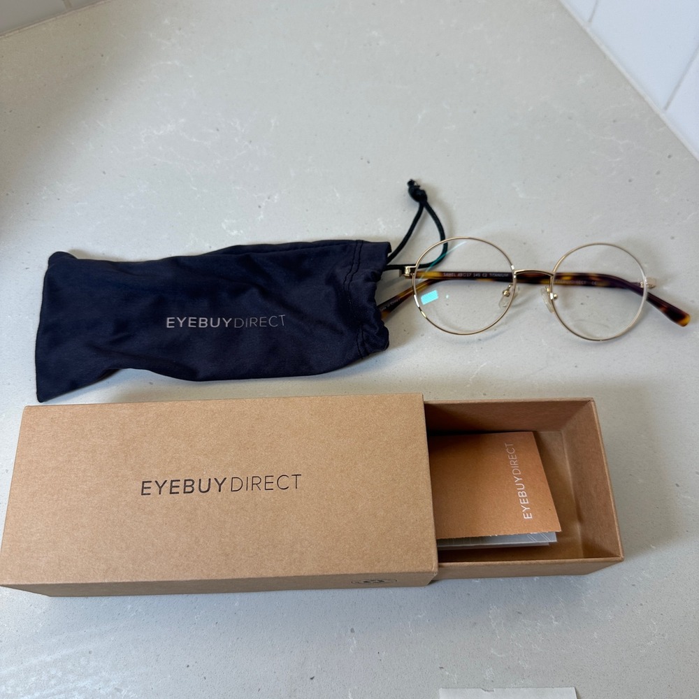 Eyebuydirect Sahel Titanium Eyeglasses 49-17-145 Gold Tortoise Shell Frames Only - Picture 6 of 6